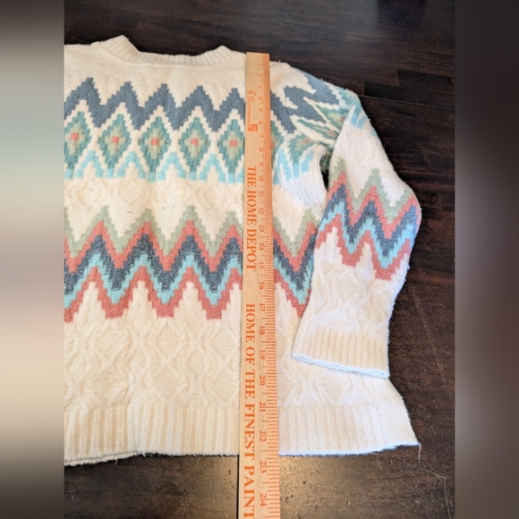 Talbots Wool Blend Fair Isle Chevron Sweater, Women's Medium Petite - Picture 5 of 6